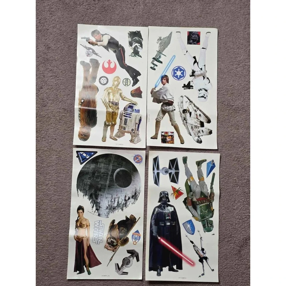 Star Wars Stickers 4 Sheets Darth Vader Luke Leia Han Solo Millennium Falcon